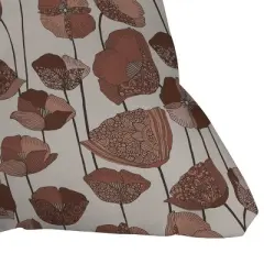 16"x16" Deny Designs Valentina Ramos Poppies Mocha Mousse Square Outdoor Throw Pillow Brown