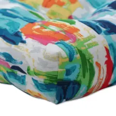 Outdoor/Indoor Loveseat Cushion Abstract Reflections Multi Blue - Pillow Perfect