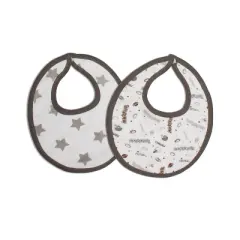 Bacati - Football Brown/Gray Muslin 4 pc set of Bibs & Burp Cloths Set