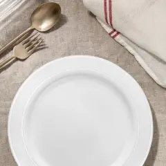 Smarty Had A Party 9" White with Silver Edge Rim Plastic Buffet Plates - 60 pcs
