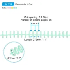 Unique Bargains Smooth Portable Plastic Rings Comb Binding Spines 50 Pcs
