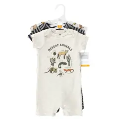 Hudson Baby Infant Boy Cotton Rompers, Desert Animals