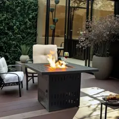 Christopher Knight Home Karen Outdoor 34" Steel Fire Pit Table with 50,000 BTU and Steel Lid