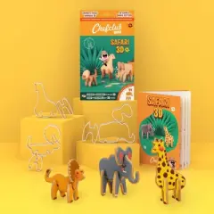 Chefclub Kids 3D Safari Cookie Cutters with Recipe - Multilingual, 8 Stainless Steel Safari Animals Cookie Cutter, Video Recipe Included