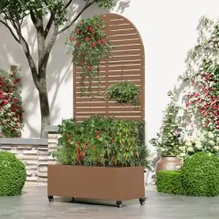 PexFix 72 in. H x 35 in. W Brown Metal Arch Wall Planter Box with Trellis for Climbing Plants