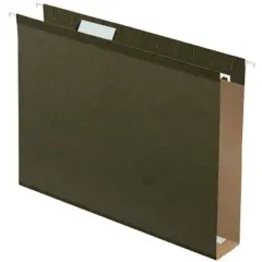 Pendaflex Extra Capacity Reinforced Hanging File Folder, 1/5 Cut Tabs, Letter Size, 2 Inch Expansion, Green, Pack of 25