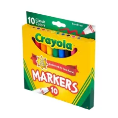 Crayola Markers Broad Line 10ct Classic: Non-Toxic Artist Markers for Kids, Multicolored School Supplies