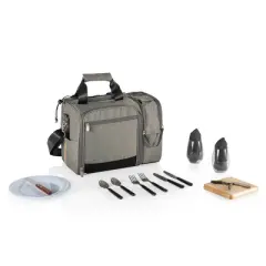 Picnic Time Malibu Frontier Edition Picnic Basket Cooler Heathered Gray with Black Accents