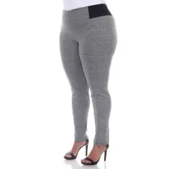 Women's Plus Size Jacquard Slim Pants - White Mark