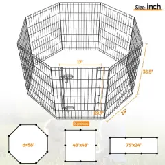 Yaheetech 8 Panel Metal Pet Playpen Dog Exercise Pen Fence, Black