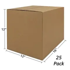 UOFFICE Pack of 25 Corrugated Boxes 16" x 12" x 12"