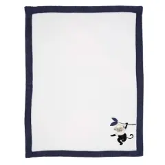 Lambs & Ivy Jungle Party White/Navy Monkey Soft Fleece Baby Blanket