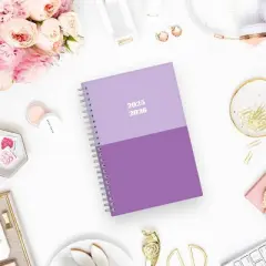 Blue Sky 5"x8" 2025-2026 Weekly/Monthly Wirebound Planner Printed Purple Block