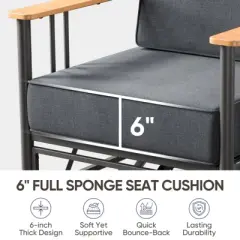 Belord Small Patio Furniture Set with 6" Thick Seat Cushion, Metal Outdoor Swivel Glider Chairs Set of 2 with Side Table, Comfort Thick Foam Cushion