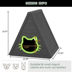Dolonm Outdoor Triangle Cat House, Weatherproof Resin Shelter w/UV Protection for Indoor & Outdoor Use