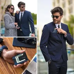 Fidelo Aluminum Slim RFID Blocking Wallet Credit Card Holder - Blue