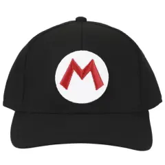 Super Mario Brothers Mario Embroidered Symbol Black Snapback Hat for mens