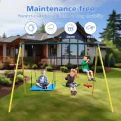 Hotraffy Indoor/Outdoor Metal Swing Set with Safety Belt for Backyard