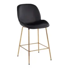 Set of 2 Diva Steel/Faux Leather Counter Height Barstools Gold/Black - LumiSource
