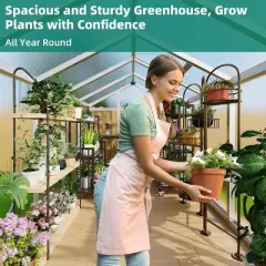 GustoWave 6x10 Ft. Large Walk-In Outdoor Polycarbonate Greenhouse Perfect For Backyards, Patios, And Lawns Sliver