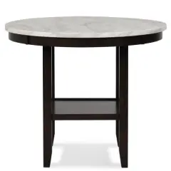 42" Faux Marble Round Counter Dining Table White/Black - Benzara