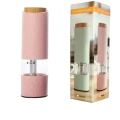 2pcs Electric Salt and Pepper Grinder Set, Automatic Shakers Mill  Powered One Hand Operation Salt Pepper Mill for Kitchen Gadgets Pink