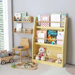 Kids Book Shelf,Kids Book Rack, Helps Keep Bedrooms, Playrooms, and Classrooms Organized,White