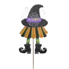 Halloween Witch Hat & Skirt Stake  -  One Yard Stake 32 Inches -  Easel Back Or Wall  -  F22077  -  Metal  -  Black
