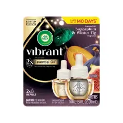 Air Wick Vibrant Scented Oil Air Freshener Refills - Sugarplum & Fig - 1.34 fl oz/2pk
