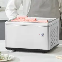 VEVOR Fried Ice Cream Roll Machine, 12.6" x 8.5" Stir-Fried Ice Cream Pan, Stainless Steel Rolled Ice Cream Maker with Compressor and 2 Scrapers
