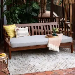 Cambridge Casual Maine Mahogany Wood Outdoor Sofa Daybed with Oyster Cushion: Weather-Resistant Patio Furniture