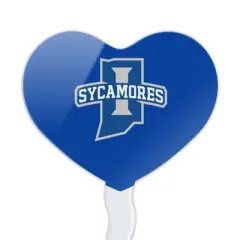 Indiana State University Primary Logo Heart Love Cupcake Picks Toppers Decoration Set of 6
