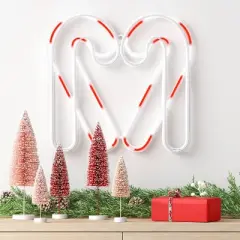 LED Animated Christmas Neon Candy Canes Forming Heart Hangable Sign White/Red - Wondershop&trade;