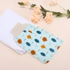 Unique Bargains Small Leaf Thread Shower Gloves 9.57"&times;5.43" 1 Pc