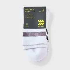 Women's Athletic Mix 4pk Midi Crew Socks - All In Motion&trade; White/Navy/Gray