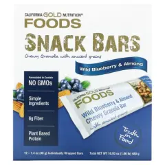 California Gold Nutrition FOODS, Wild Blueberry & Almond Chewy Granola Bars, 12 Bars, 1.4 oz (40 g) Each