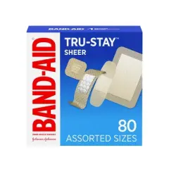 Band-Aid Brand Tru-Stay Sheer Strips Adhesive Bandages Assorted Sizes - 80 ct
