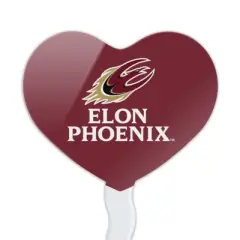 Elon University Phoenix Logo Heart Love Cupcake Picks Toppers Decoration Set of 6
