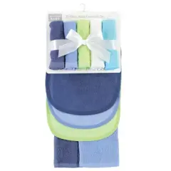 Hudson Baby Infant Boy Rayon from Bamboo Bib, Burp Cloth and Washcloth 10Pk, Blue Lime, One Size