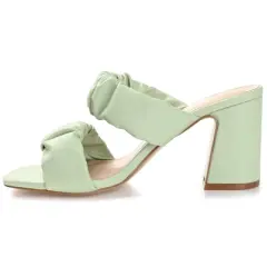 Journee Collection Womens Zoee Open Square Toe Block Heel Sandals Green 7