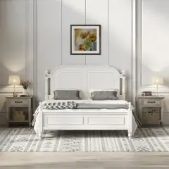 Garvee Gray Square Nightstand with Storage Drawer for Bedroom Living Room