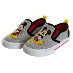 Mickey Mouse Kids Casual No Lace Shoes - Low top Canvas Slip-on Tennis Boys Sneakers - Disney Character sneaker shoe (Size 5-12 Toddler - Little Kid)