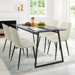 Monash 47"x32" Rectangular Modern Tempered  Glass With 4 Point/Leg Dining Table -The Pop Maison