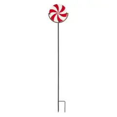Home & Garden Candy Cane Garden Stake  -  One Yard Stake 33.0 Inches -  Yard Decor Christmas  -   -  Glass  -  Multicolored