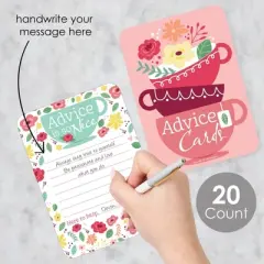 Big Dot of Happiness Floral Let's Par-Tea - Wish Card Garden Tea Party Baby Shower or Bridal Shower Activities - Shaped Advice Cards Game - Set of 20