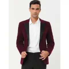 Lars Amadeus Men's Velvet Blazer One Button Party Prom Tuxedo Dinner Suit Blazer