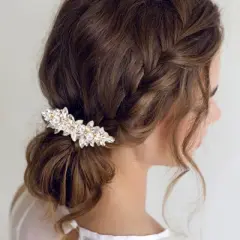 Unique Bargains Women's Rhinestone Faux Pearl Hair Barrettes 2 Pcs