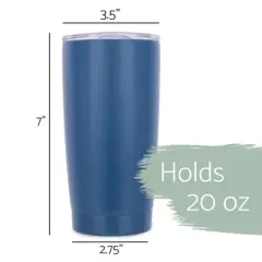 100 North 20 Ounce Stainless Steel On the Go Travel Tumbler With Push Top Lid, Baseball Blue