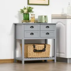 HOMCOM Sideboard Buffet Cabinet, Storage Serving Console Table with 4 Drawers and Slatted Bottom Shelf for Kitchen, Living Room