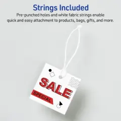 Avery Square Tags with String, 1.5" x 1.5", 200 White Tags (22849)